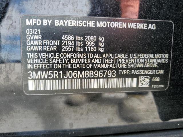 2021 BMW 330I VIN: 3MW5R1J06M8B96793 Lot: 50067294