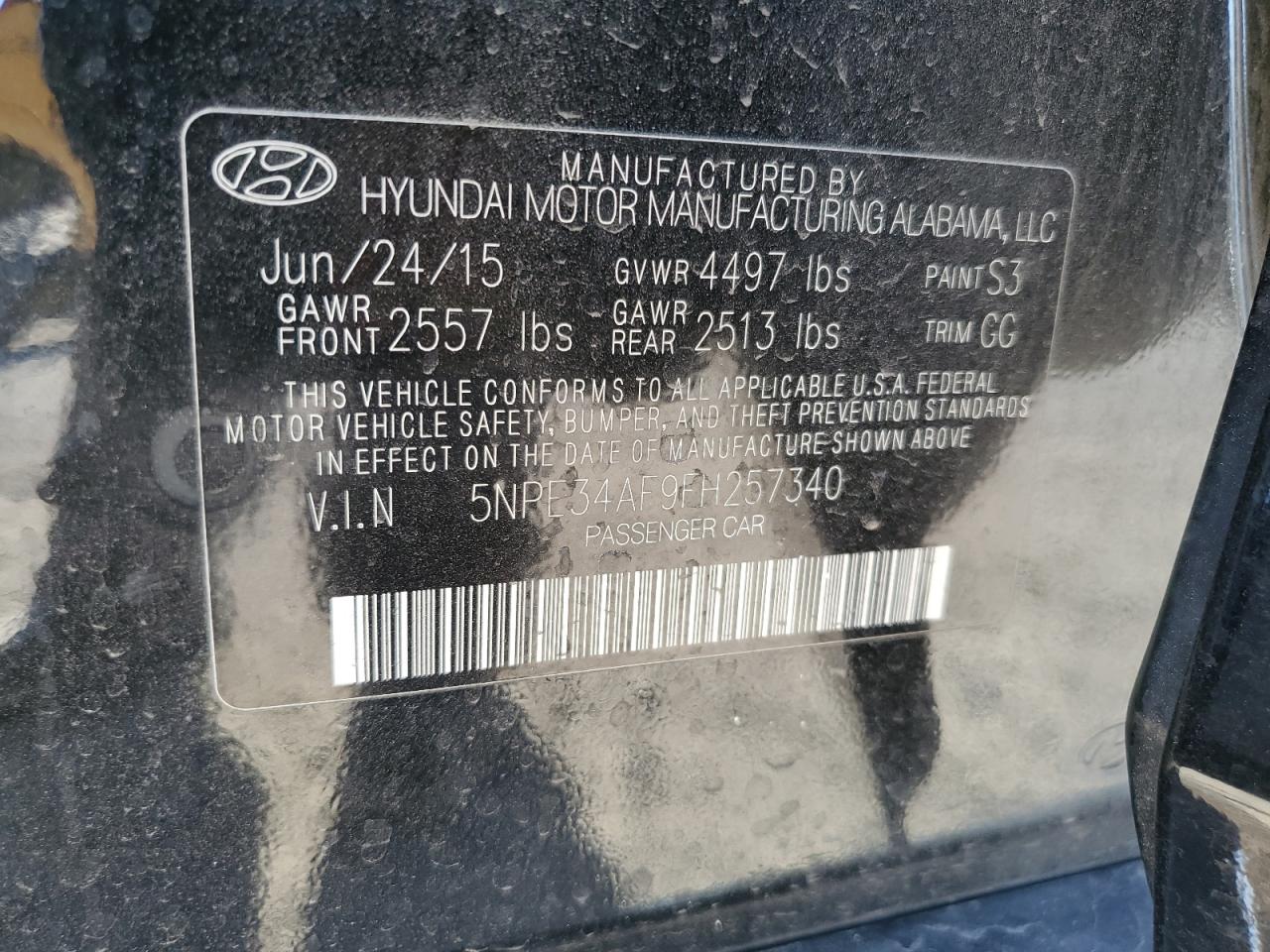 5NPE34AF9FH257340 2015 Hyundai Sonata Sport