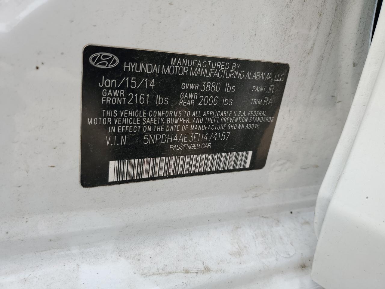 5NPDH4AE3EH474157 2014 Hyundai Elantra Se