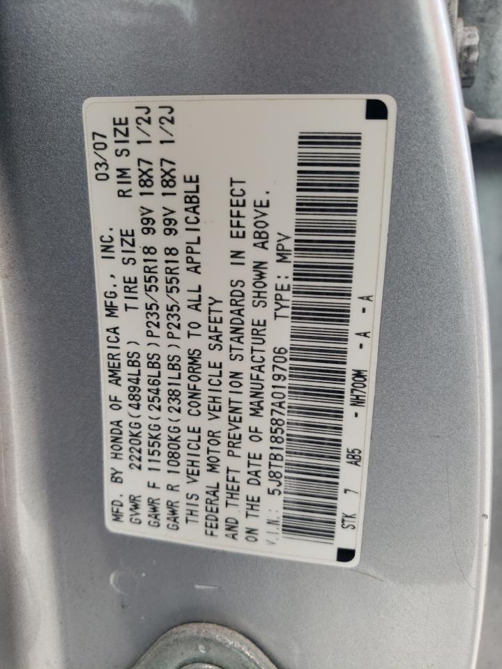 5J8TB18587A019706 2007 Acura Rdx Technology