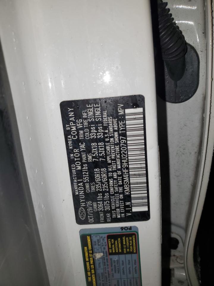 KM8SM4HF9HU220797 2017 Hyundai Santa Fe Se