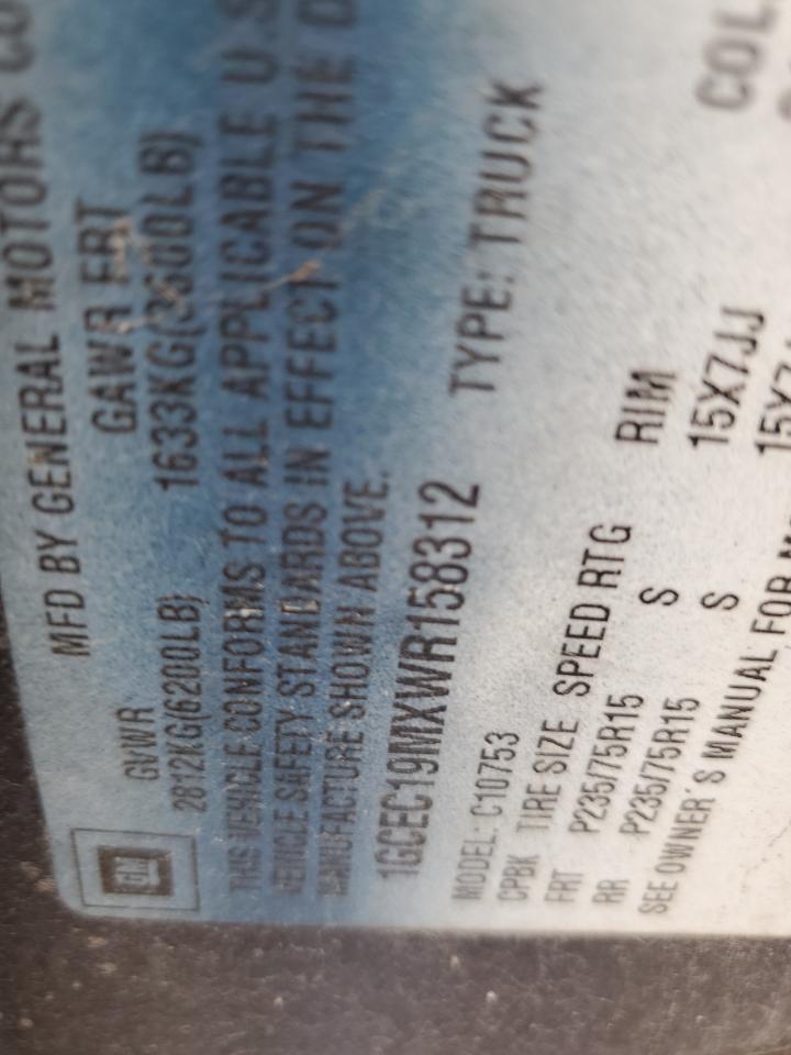 1GCEC19MXWR158312 1998 Chevrolet Gmt-400 C1500