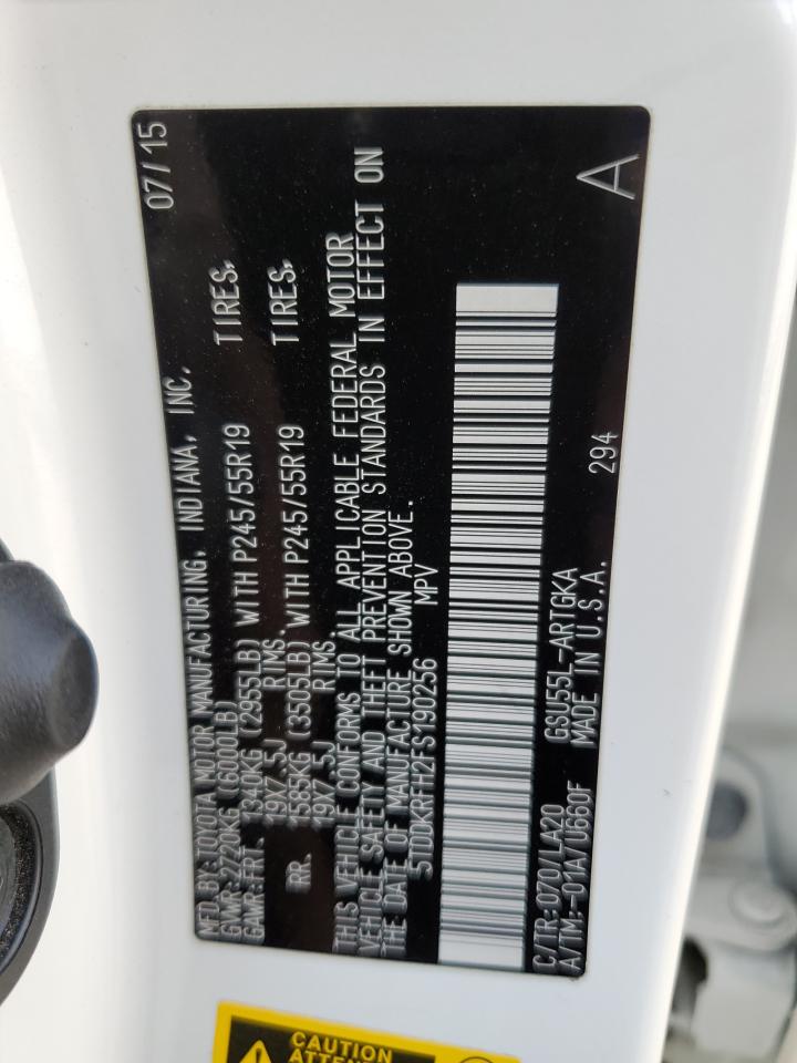 5TDDKRFH2FS190256 2015 Toyota Highlander Limited