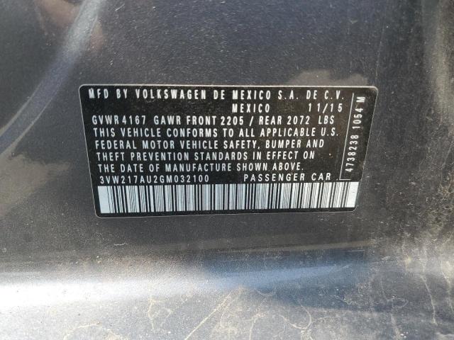 2016 VOLKSWAGEN GOLF S/SE - 3VW217AU2GM032100