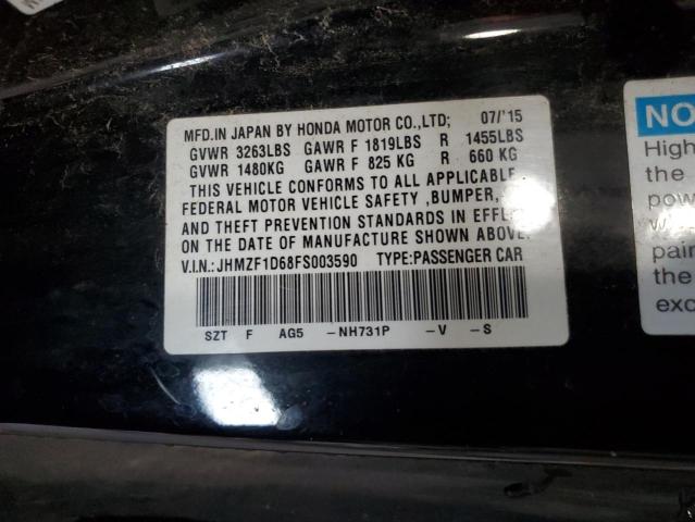 2015 HONDA CR-Z EX JHMZF1D68FS003590