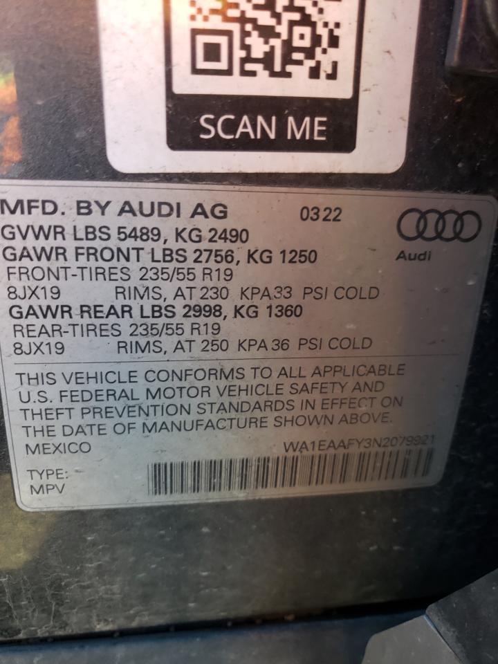 WA1EAAFY3N2079921 2022 Audi Q5 Premium Plus 45