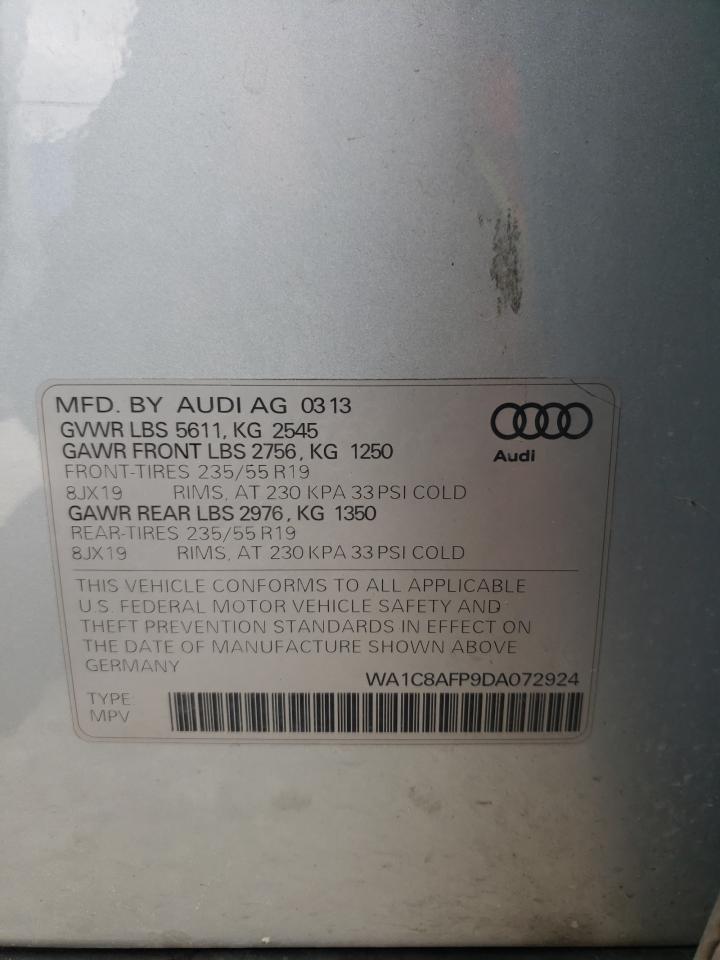 2013 Audi Q5 Premium Hybrid vin: WA1C8AFP9DA072924