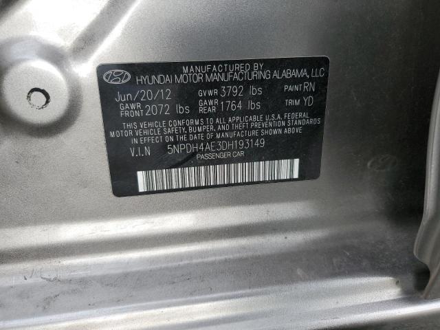 2013 Hyundai Elantra Gls VIN: 5NPDH4AE3DH193149 Lot: 50875914