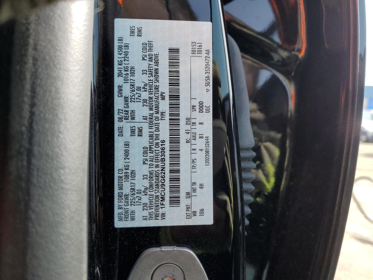 2022 Ford Escape Se vin: 1FMCU9G62NUB30616