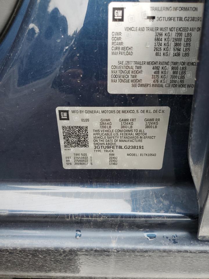 3GTU9FET8LG238191 2020 GMC Sierra K1500 Denali