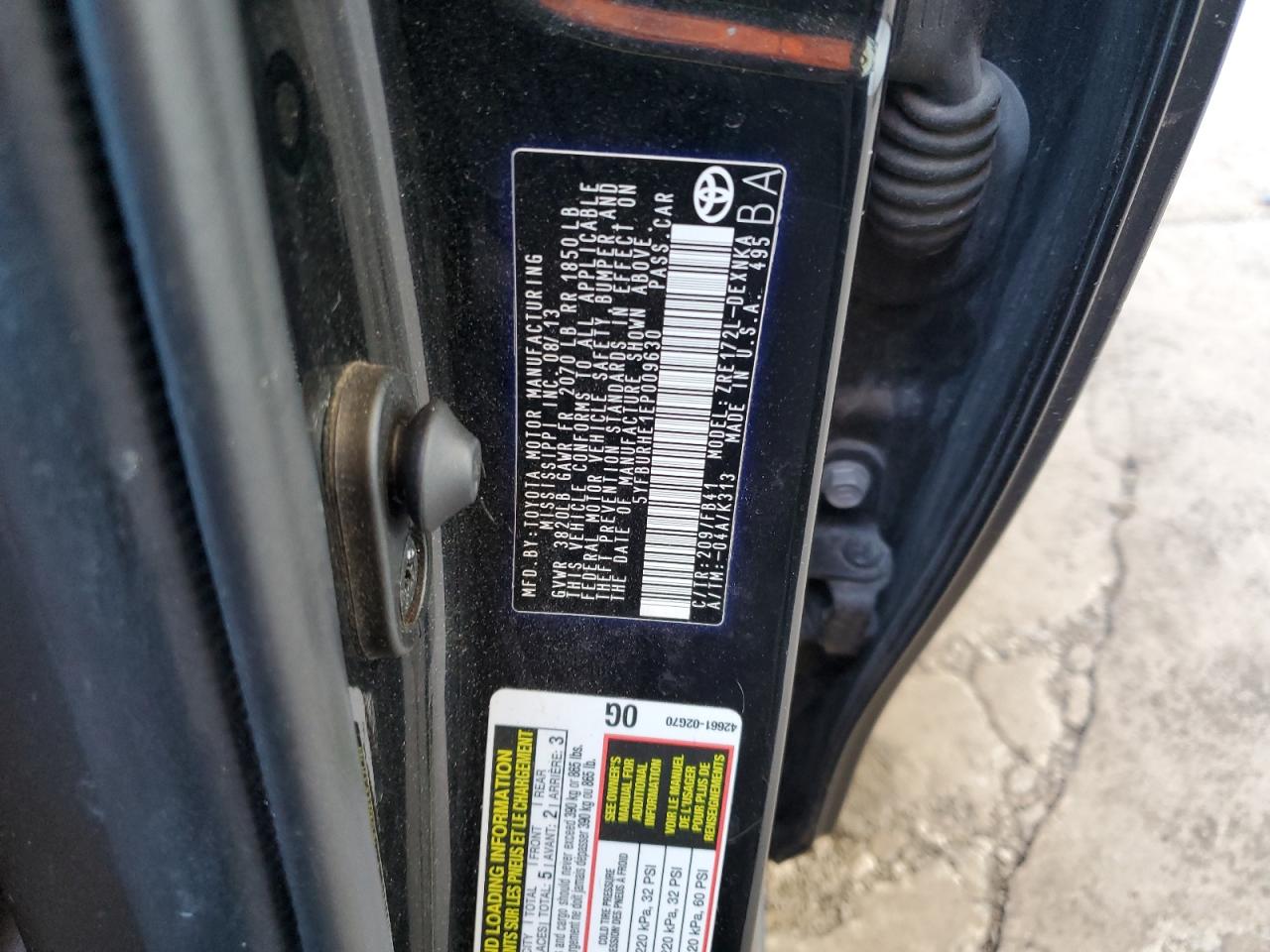 5YFBURHE1EP009630 2014 Toyota Corolla L