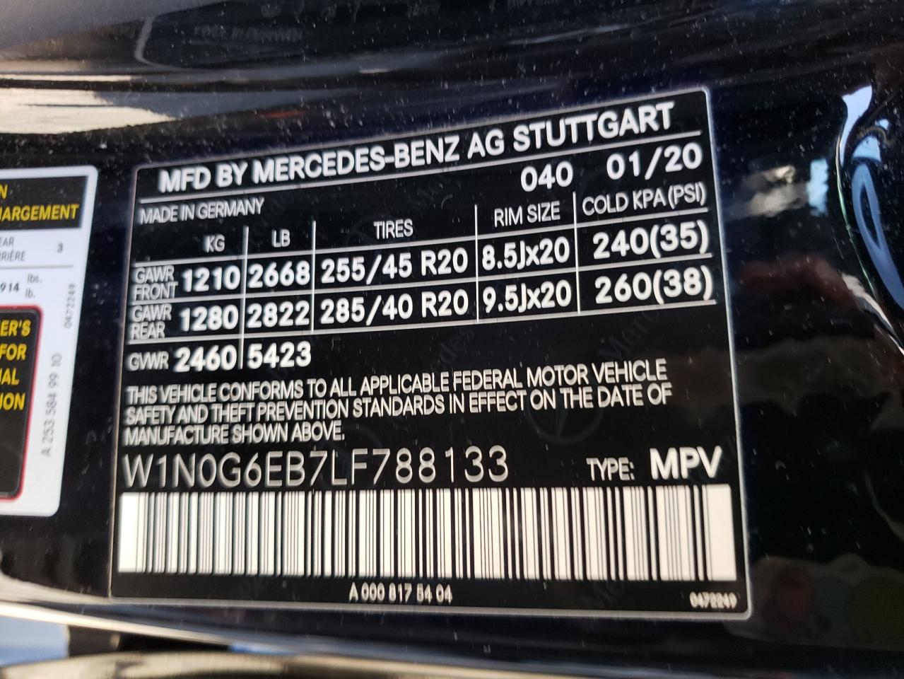 W1N0G6EB7LF788133 2020 Mercedes-Benz Glc 43 4Matic Amg