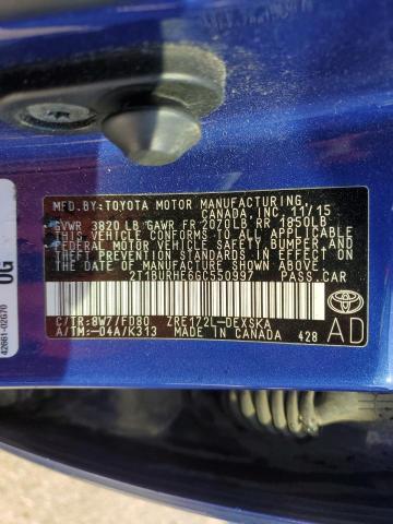 2016 Toyota Corolla L VIN: 2T1BURHE6GC550997 Lot: 39247362