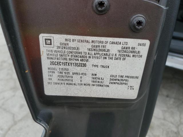 2000 Chevrolet Silverado C1500 VIN: 2GCEC19TXY1352230 Lot: 51360994