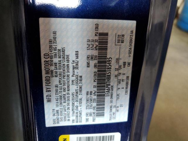 2019 Ford Mustang VIN: 1FA6P8TH8K5185495 Lot: 51109084