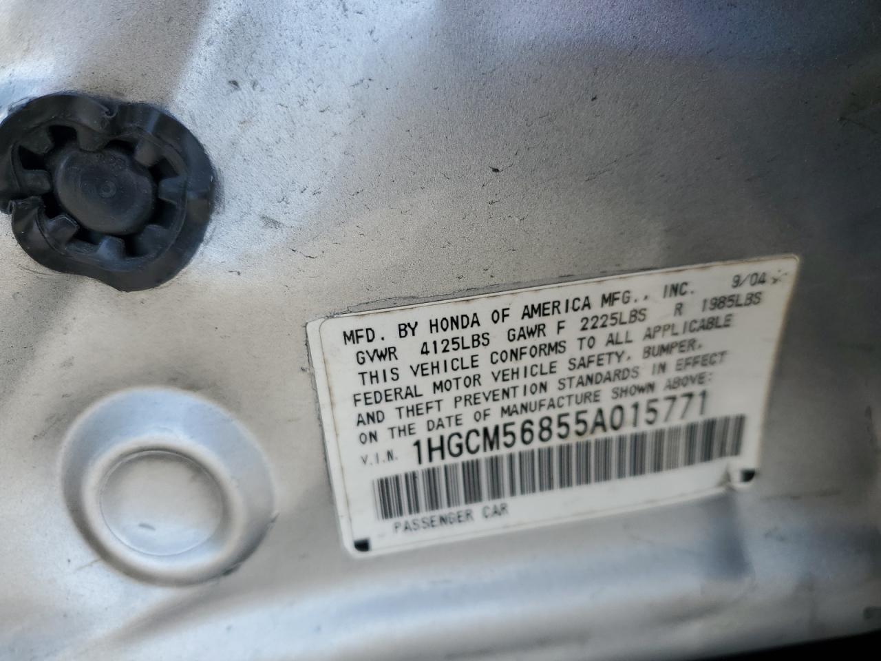 1HGCM56855A015771 2005 Honda Accord Ex