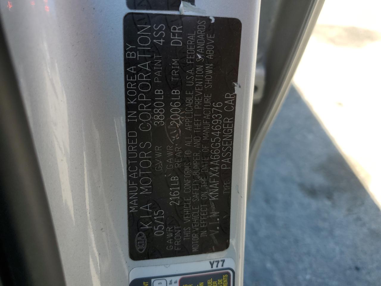 KNAFX4A66G5469376 2016 Kia Forte Lx