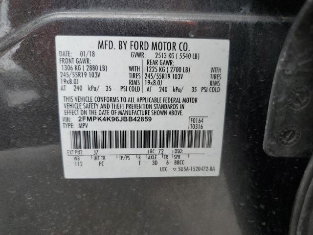 2018 Ford Edge Titanium VIN: 2FMPK4K96JBB42859 Lot: 51174344