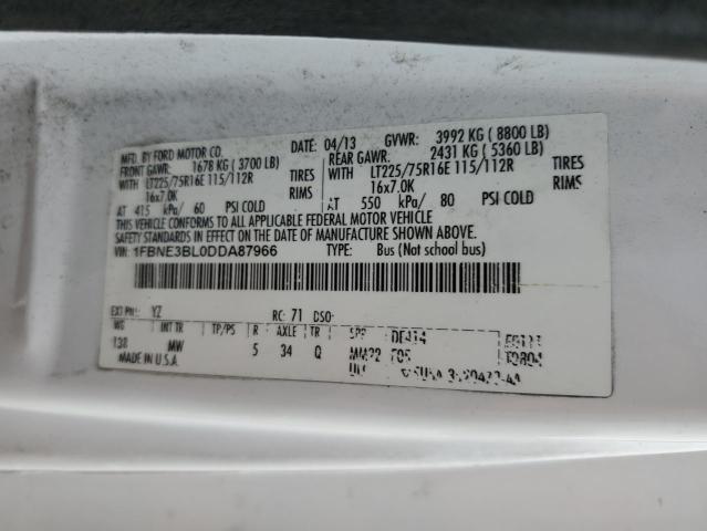 2013 Ford Econoline E350 Super Duty Wagon VIN: 1FBNE3BL0DDA87966 Lot: 51108874