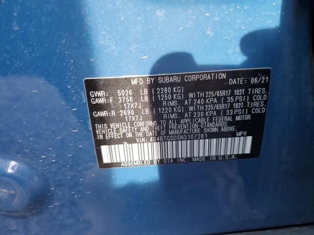 4S4BTGSD5N3107281 Subaru Outback Wi  12