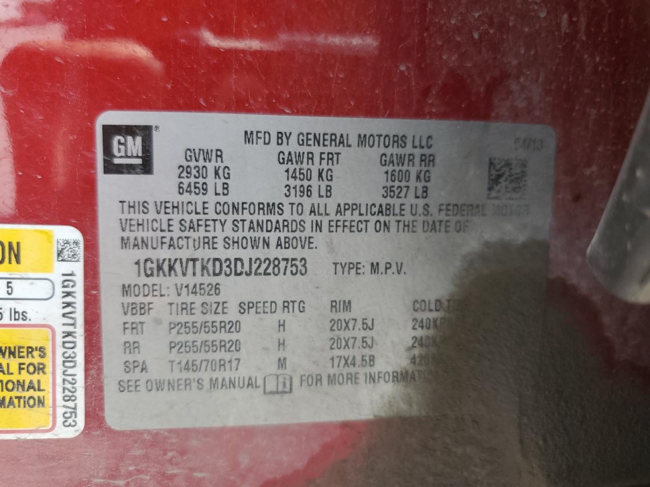 1GKKVTKD3DJ228753 2013 GMC Acadia Denali