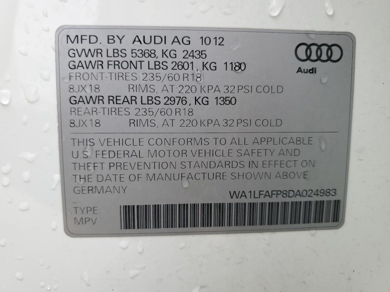 WA1LFAFP8DA024983 2013 Audi Q5 Premium Plus