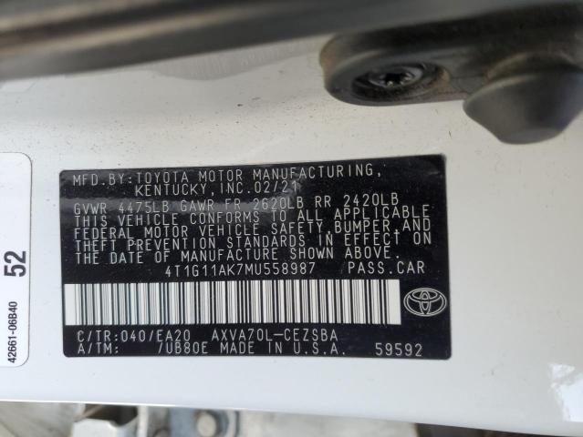 VIN 4T1G11AK7MU558987 2021 Toyota Camry, SE no.12