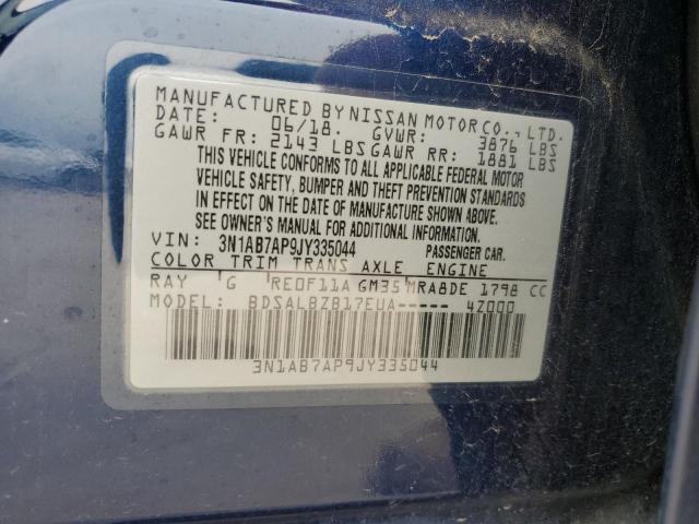 2018 Nissan Sentra S VIN: 3N1AB7AP9JY335044 Lot: 51040684