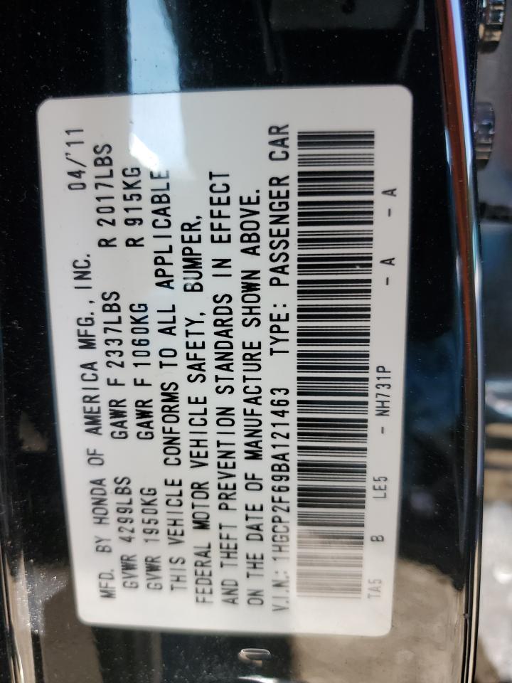 1HGCP2F69BA121463 2011 Honda Accord Se