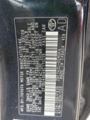 2009 Toyota Corolla Base VIN: 2T1BU40E49C115039 Lot: 49216634