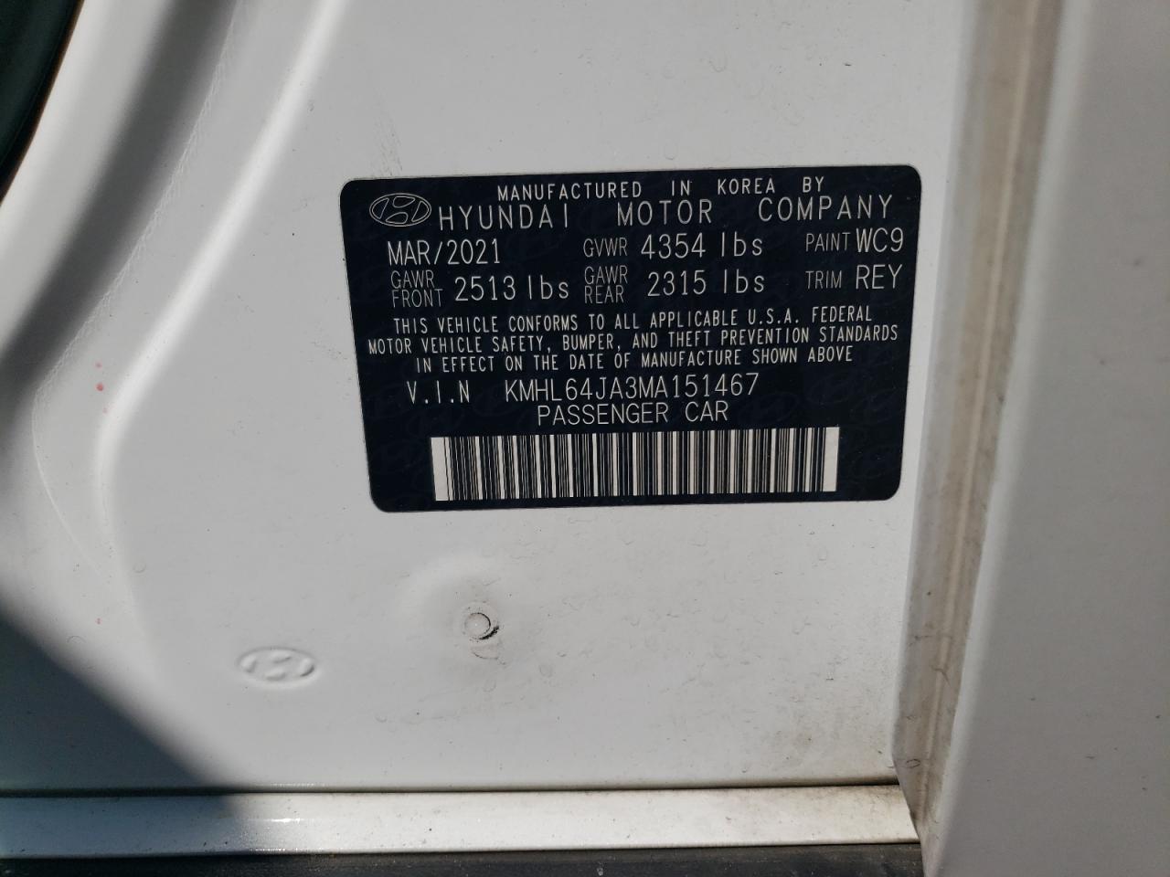 KMHL64JA3MA151467 2021 Hyundai Sonata Sel