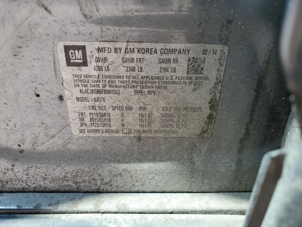 KL4CJBSB6EB684563 2014 Buick Encore Convenience