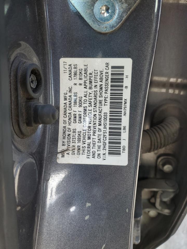 2HGFC2F51JH510033 2018 Honda Civic Lx