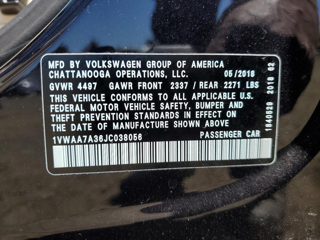 1VWAA7A36JC038056 2018 Volkswagen Passat S