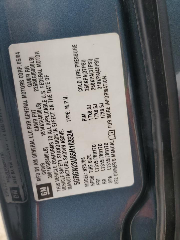 5GRGN23U85H103524 2005 Hummer H2