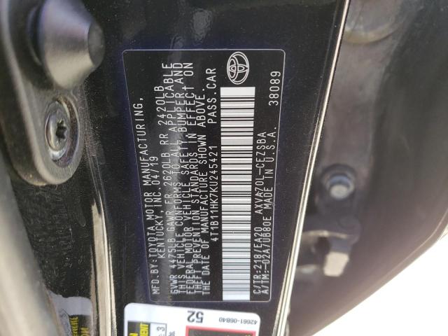 2019 Toyota Camry L VIN: 4T1B11HK7KU245421 Lot: 50655604