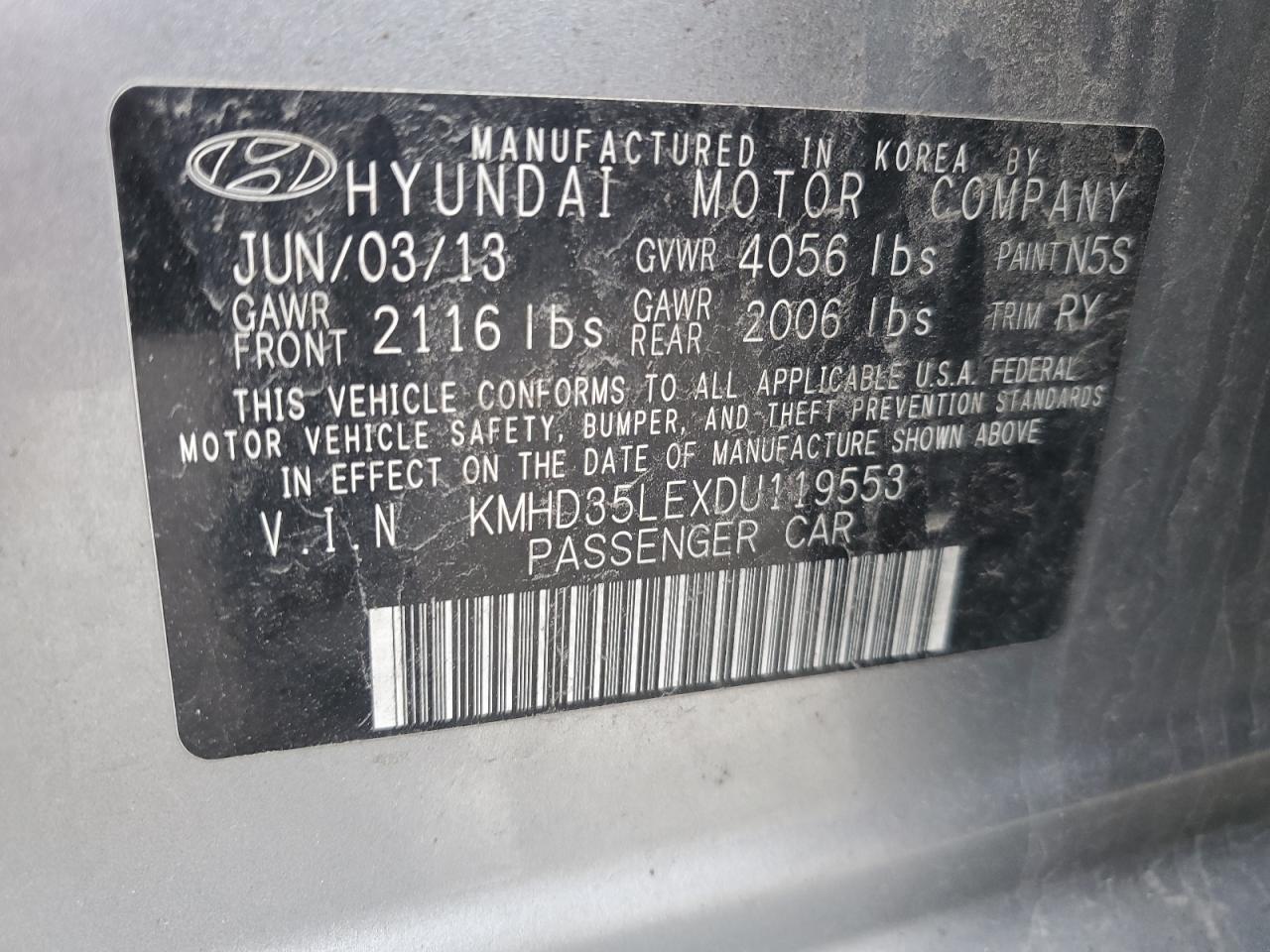 KMHD35LEXDU119553 2013 Hyundai Elantra Gt