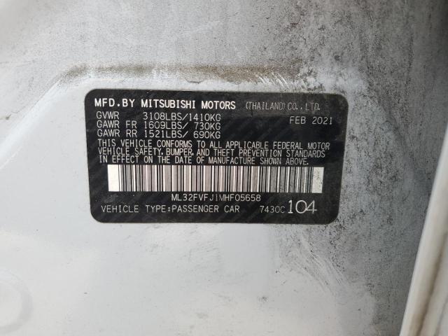 2021 Mitsubishi Mirage G4 Se VIN: ML32FVFJ1MHF05658 Lot: 50895374