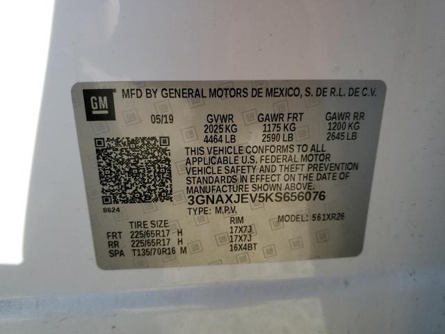 2019 Chevrolet Equinox Lt VIN: 3GNAXJEV5KS656076 Lot: 51150494