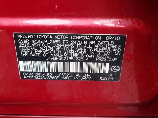 2011 Lexus Is 250 VIN: JTHBF5C21B5132514 Lot: 43289078