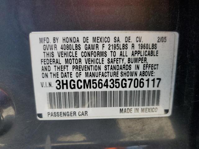 2005 Honda Accord Lx VIN: 3HGCM56435G706117 Lot: 50913854