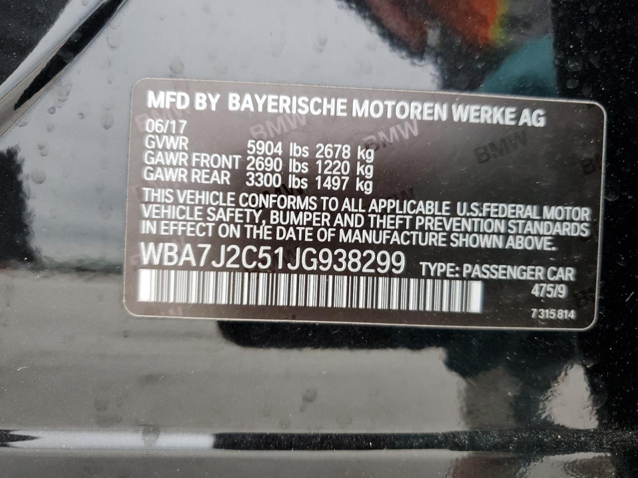 WBA7J2C51JG938299 2018 BMW 740 Xe