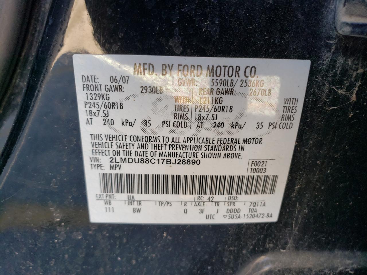 Lot #2484761030 2007 LINCOLN MKX