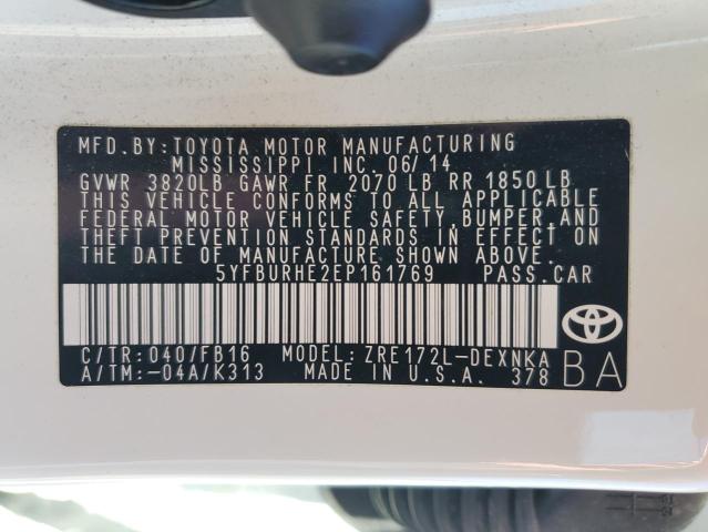 2014 Toyota Corolla L VIN: 5YFBURHE2EP161769 Lot: 49746534