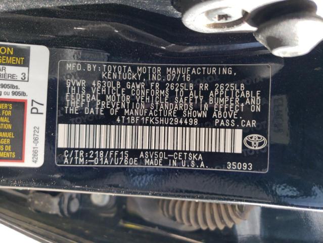 Lot #2455360713 2017 TOYOTA CAMRY LE salvage car
