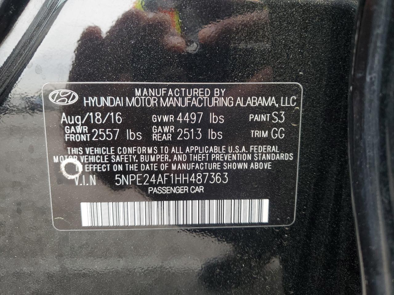 5NPE24AF1HH487363 2017 Hyundai Sonata Se