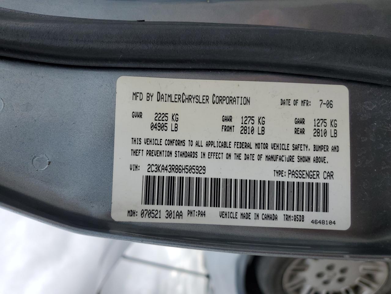 2C3KA43R86H505929 2006 Chrysler 300