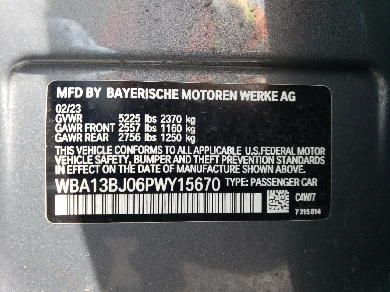 WBA13BJ06PWY15670 2023 BMW 530 Xi