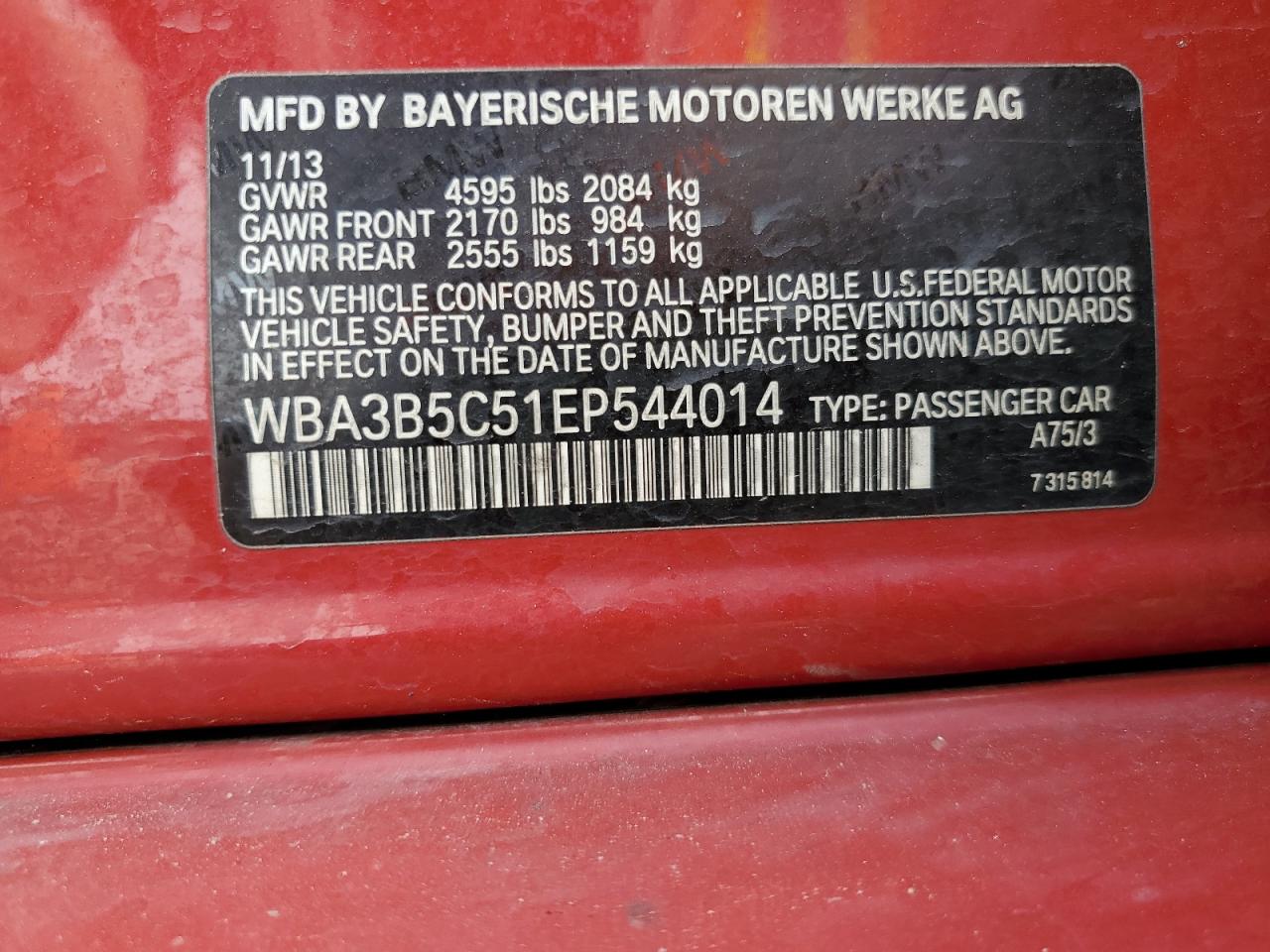 WBA3B5C51EP544014 2014 BMW 328 Xi Sulev