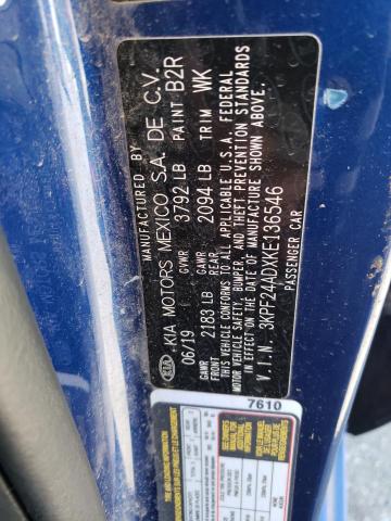 2019 Kia Forte Fe VIN: 3KPF24ADXKE136546 Lot: 51570534